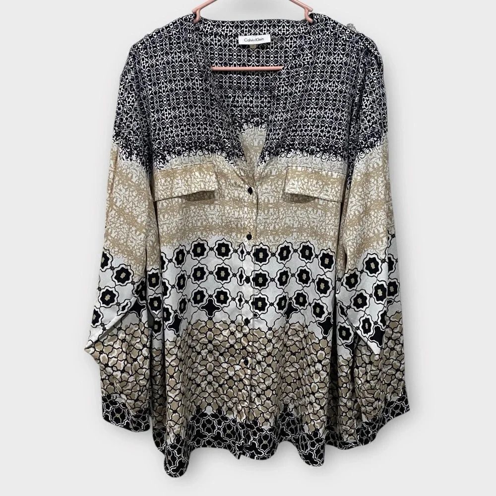 Calvin Klein Button Down Long Sleeve Top 3X